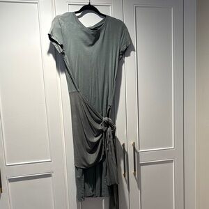 Gray Draped Women's Teeshirt Dress